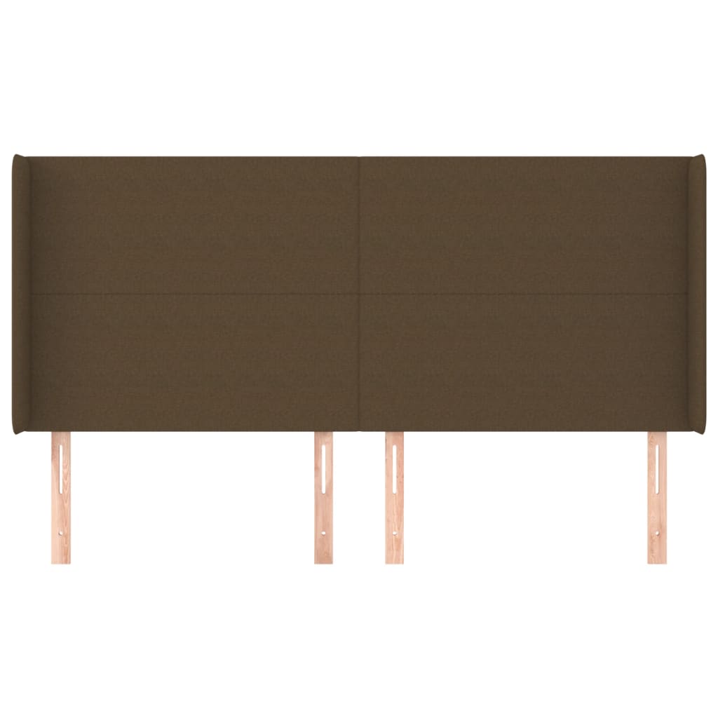 Tête de lit avec oreilles Marron foncé 203x16x118/128 cm Tissu