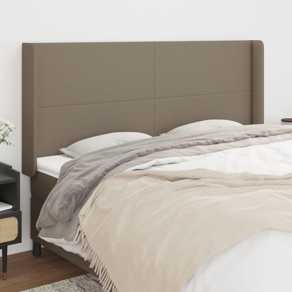 Tête de lit avec oreilles Taupe 203x16x118/128 cm Tissu