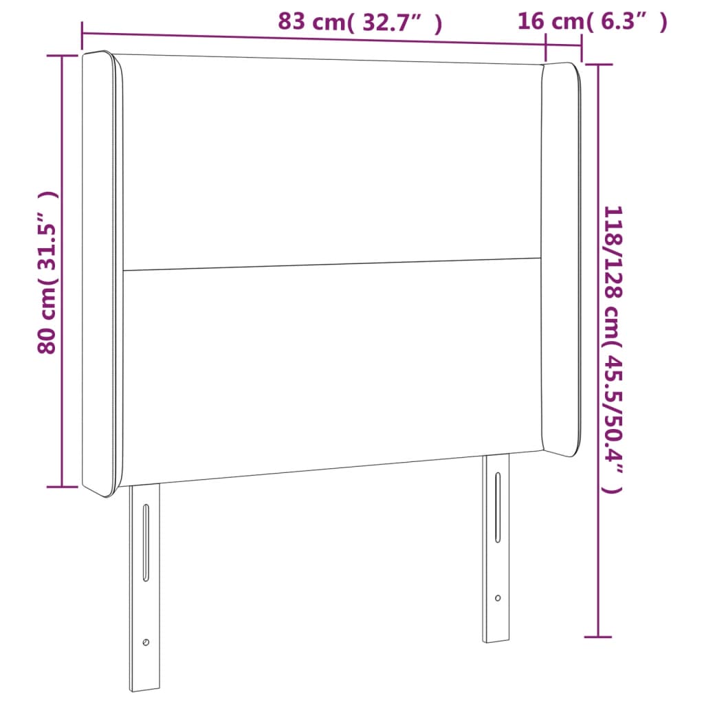 Tête de lit avec oreilles Gris clair 83x16x118/128 cm Velours