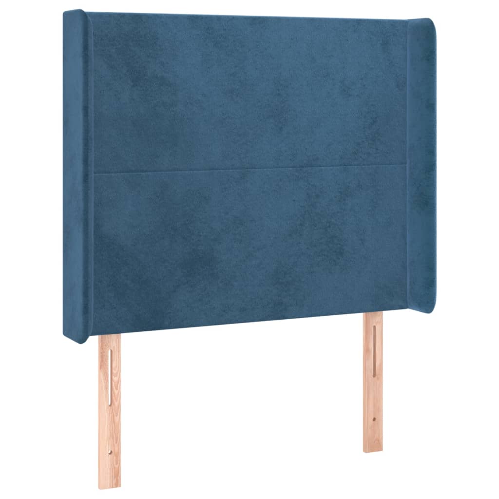 Tête de lit avec oreilles Bleu foncé 83x16x118/128 cm Velours