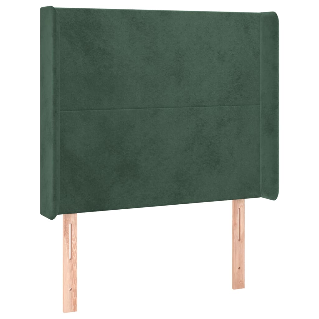 Tête de lit avec oreilles Vert foncé 93x16x118/128 cm Velours