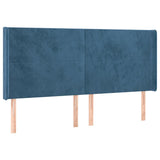 Tête de lit avec oreilles Bleu foncé 163x16x118/128 cm Velours