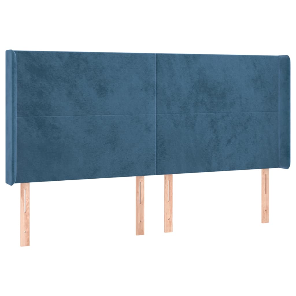 Tête de lit avec oreilles Bleu foncé 183x16x118/128 cm Velours