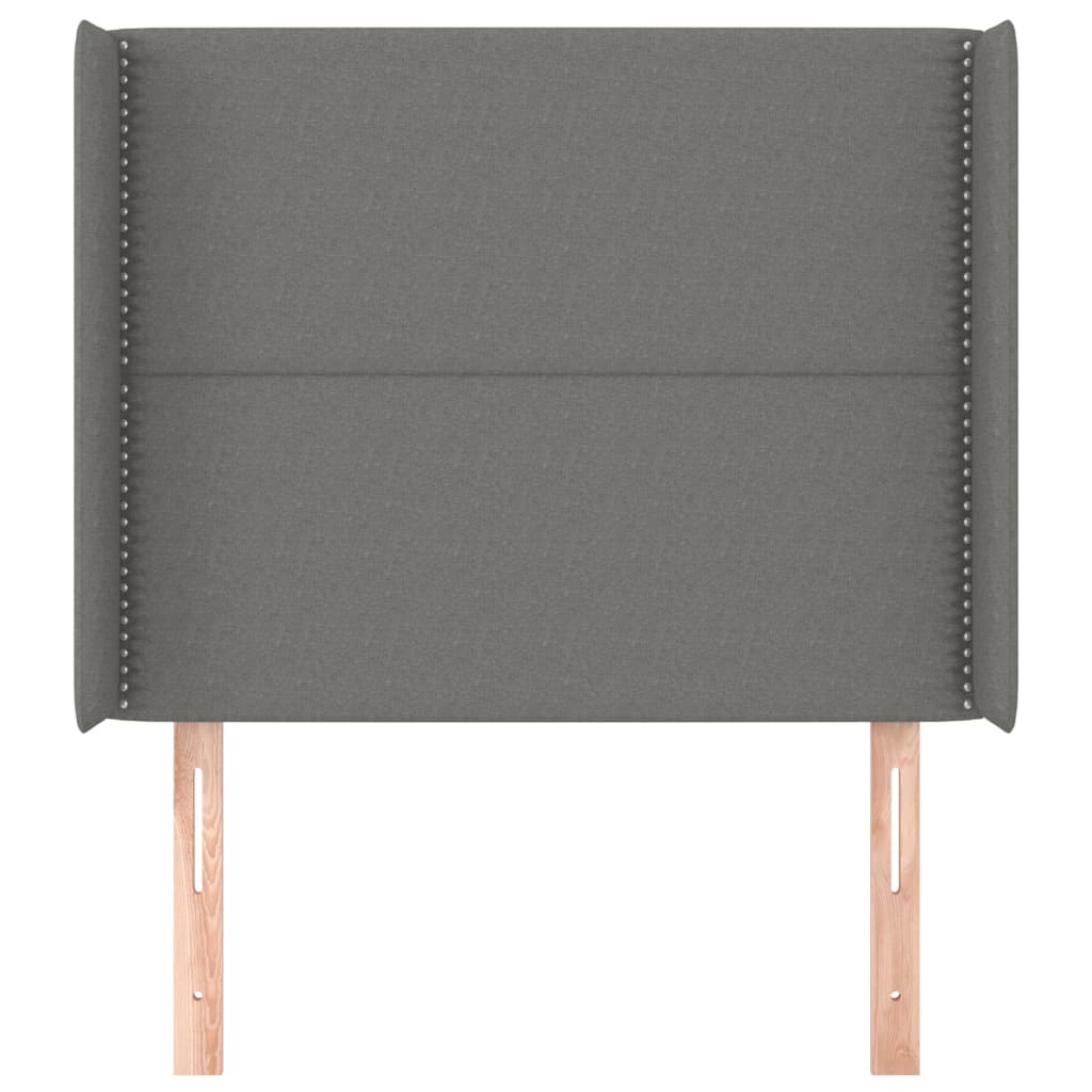 Tête de lit avec oreilles Gris foncé 83x16x118/128 cm Tissu