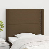 Tête de lit avec oreilles Marron foncé 83x16x118/128 cm Tissu