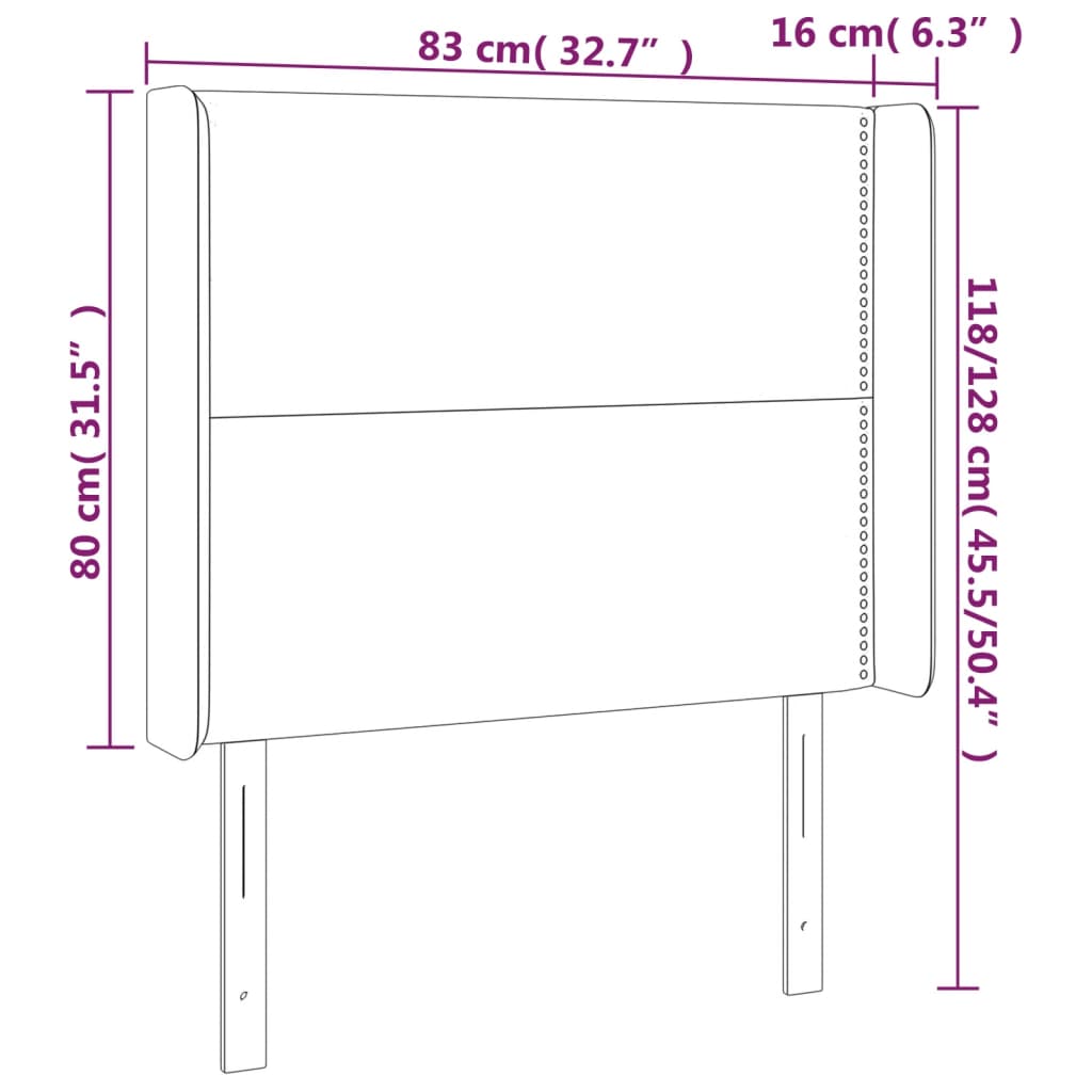 Tête de lit avec oreilles Bleu 83x16x118/128 cm Tissu