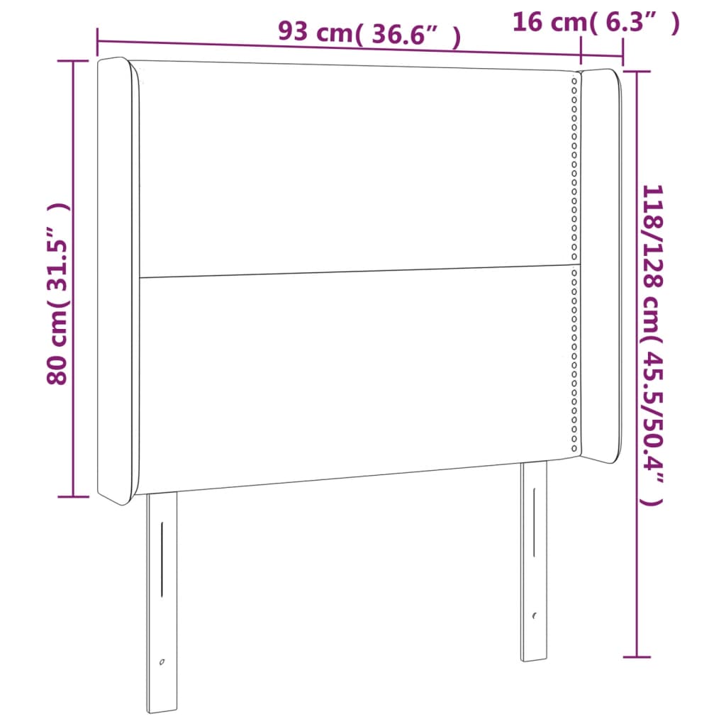 Tête de lit avec oreilles Gris clair 93x16x118/128 cm Tissu