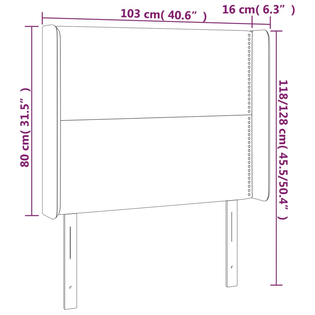 Tête de lit avec oreilles Gris clair 103x16x118/128 cm Tissu