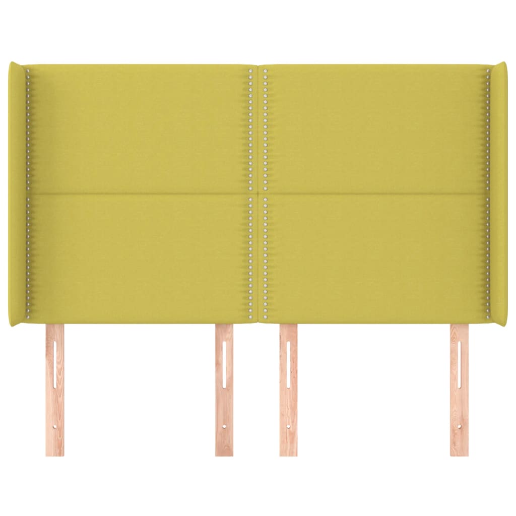 Tête de lit avec oreilles Vert 147x16x118/128 cm Tissu