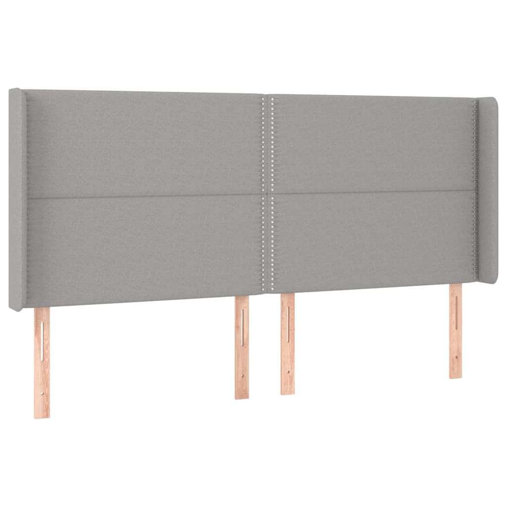 Tête de lit avec oreilles Gris clair 163x16x118/128 cm Tissu