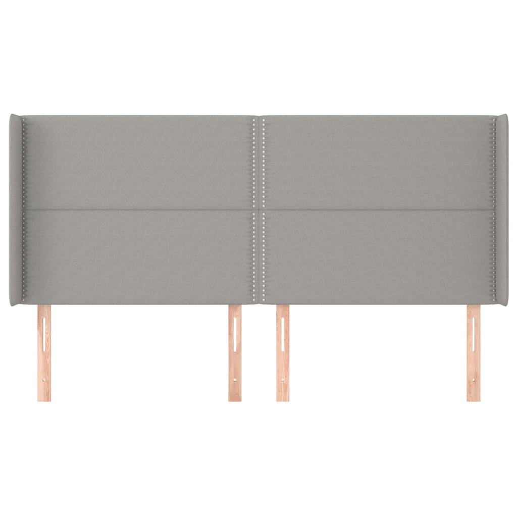 Tête de lit avec oreilles Gris clair 163x16x118/128 cm Tissu