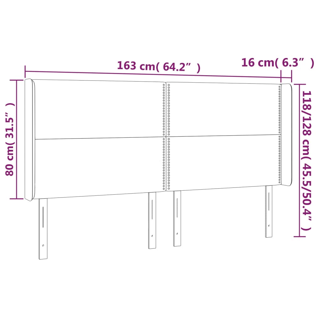 Tête de lit avec oreilles Gris clair 163x16x118/128 cm Tissu