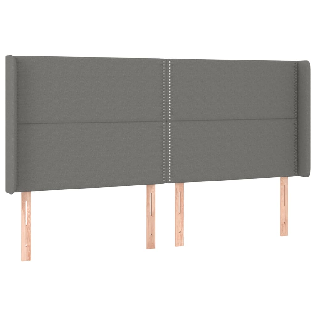 Tête de lit avec oreilles Gris foncé 163x16x118/128 cm Tissu