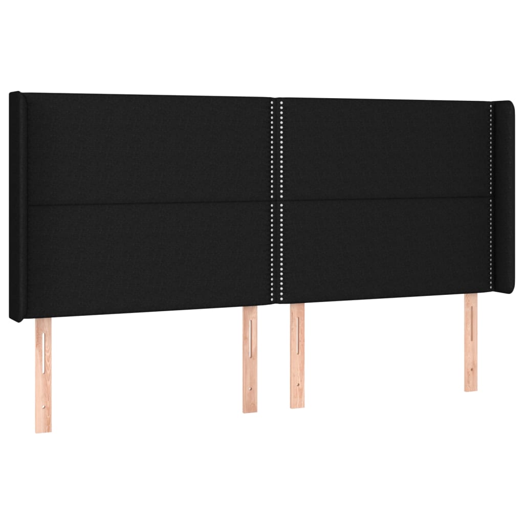 Tête de lit avec oreilles Noir 163x16x118/128 cm Tissu