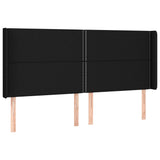 Tête de lit avec oreilles Noir 163x16x118/128 cm Tissu