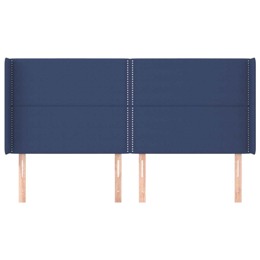 Tête de lit avec oreilles Bleu 163x16x118/128 cm Tissu