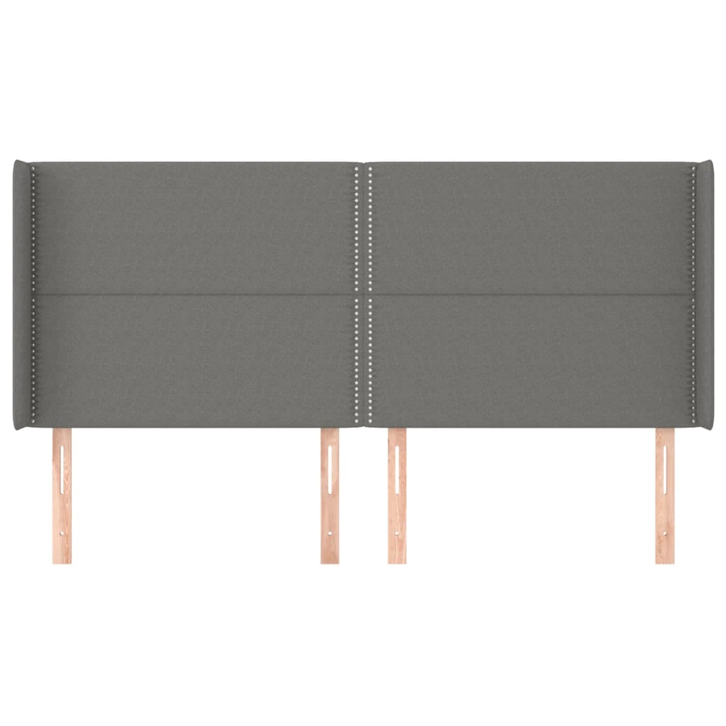 Tête de lit avec oreilles Gris foncé 203x16x118/128 cm Tissu