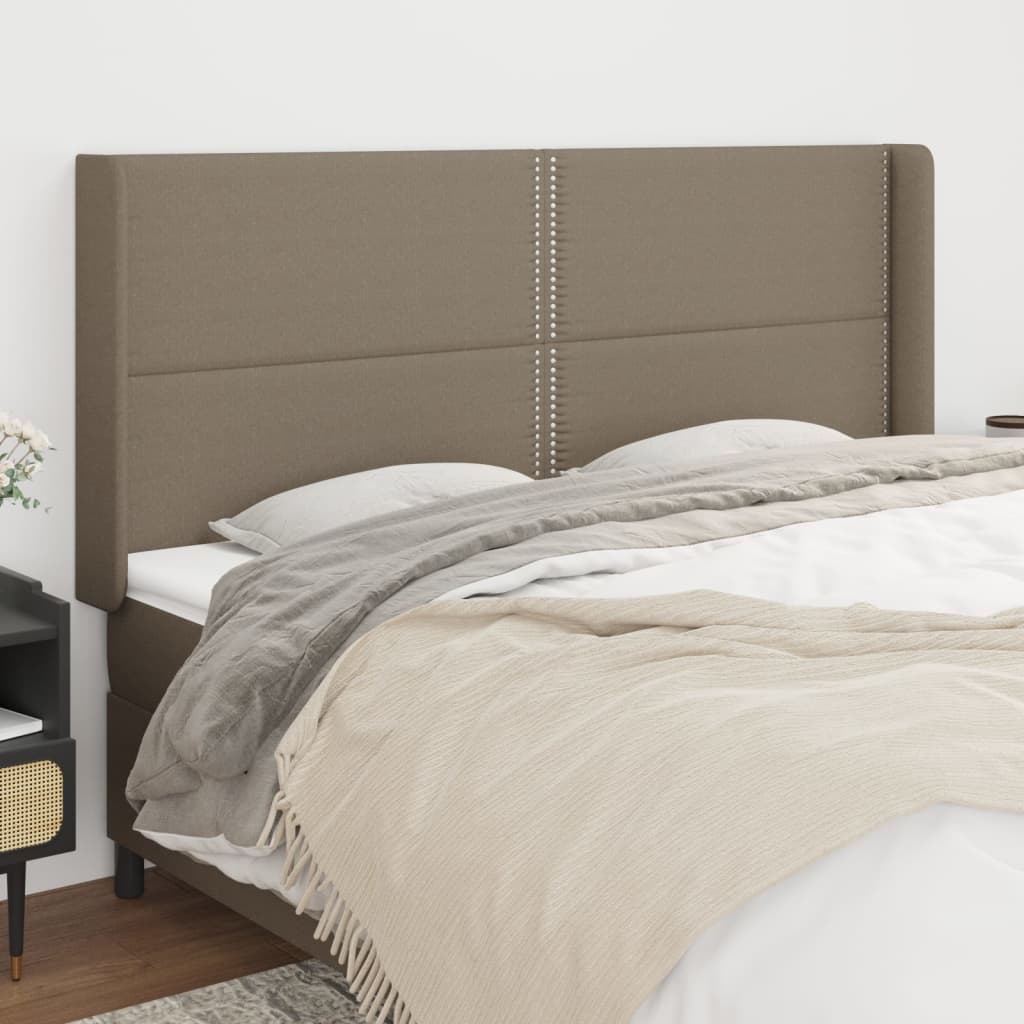 Tête de lit avec oreilles Taupe 203x16x118/128 cm Tissu