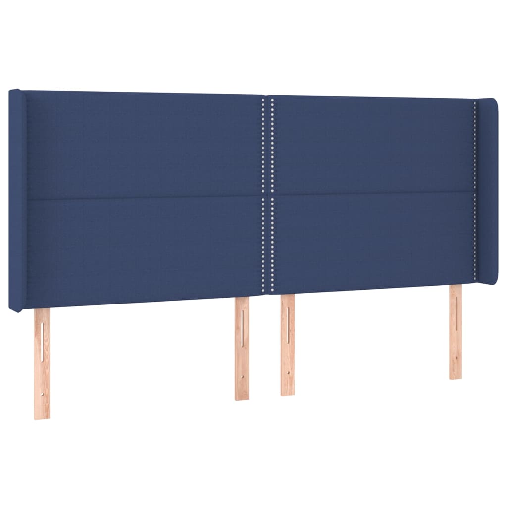 Tête de lit avec oreilles Bleu 203x16x118/128 cm Tissu