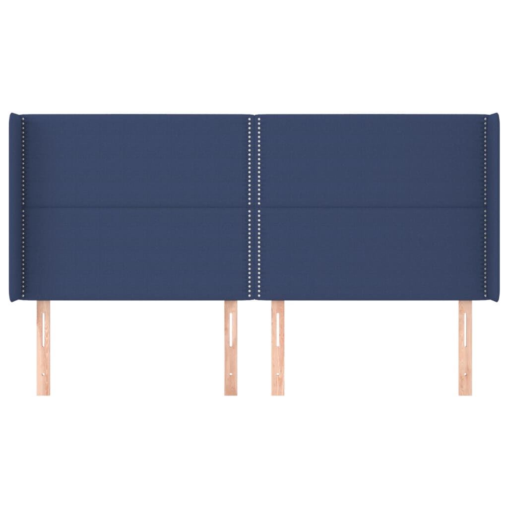 Tête de lit avec oreilles Bleu 203x16x118/128 cm Tissu