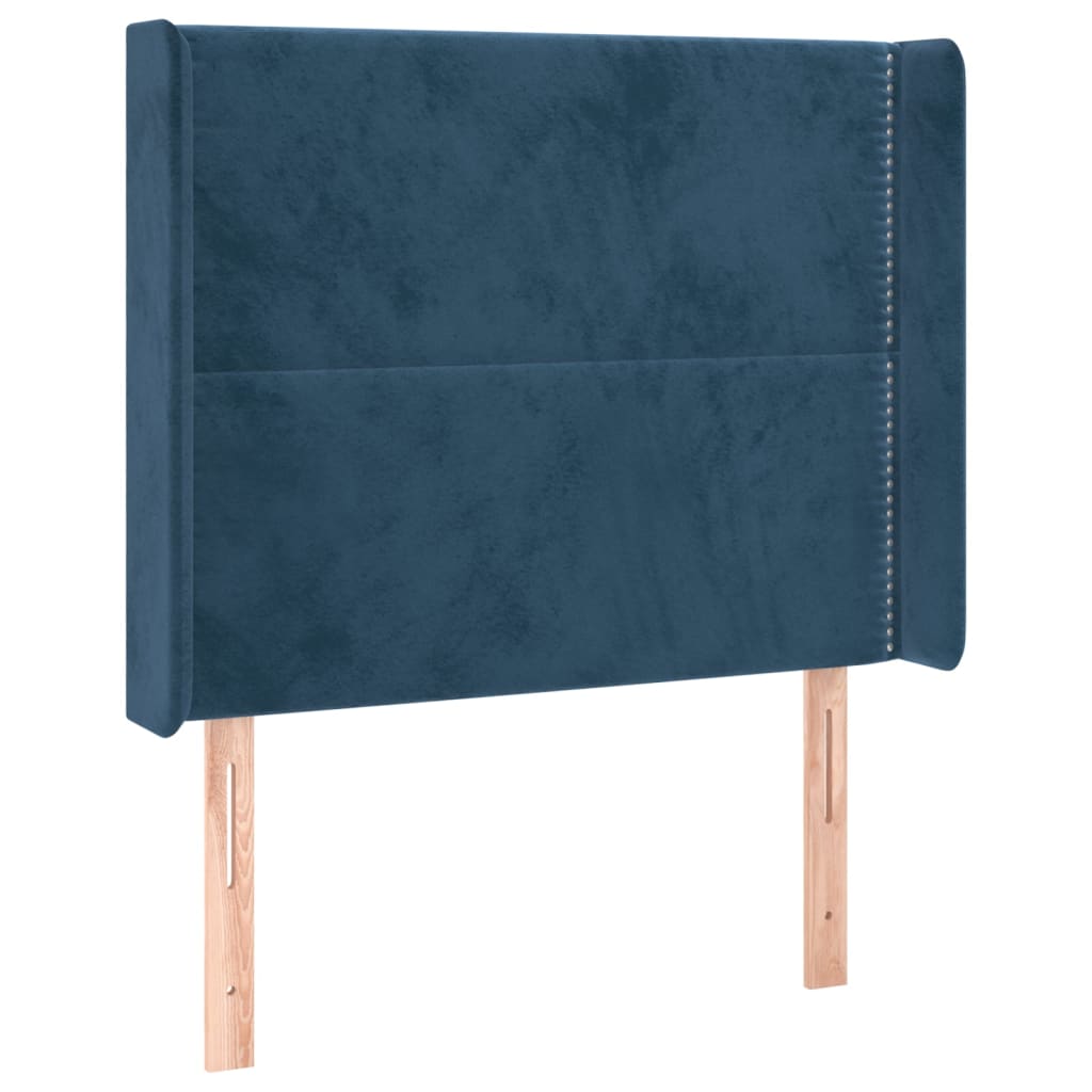 Tête de lit avec oreilles Bleu foncé 83x16x118/128 cm Velours