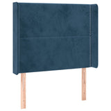 Tête de lit avec oreilles Bleu foncé 83x16x118/128 cm Velours