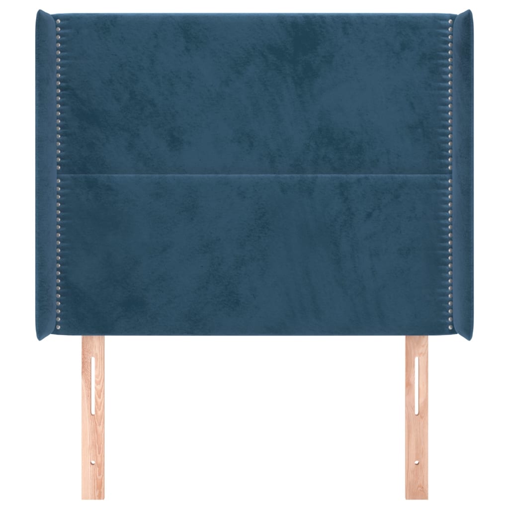 Tête de lit avec oreilles Bleu foncé 83x16x118/128 cm Velours