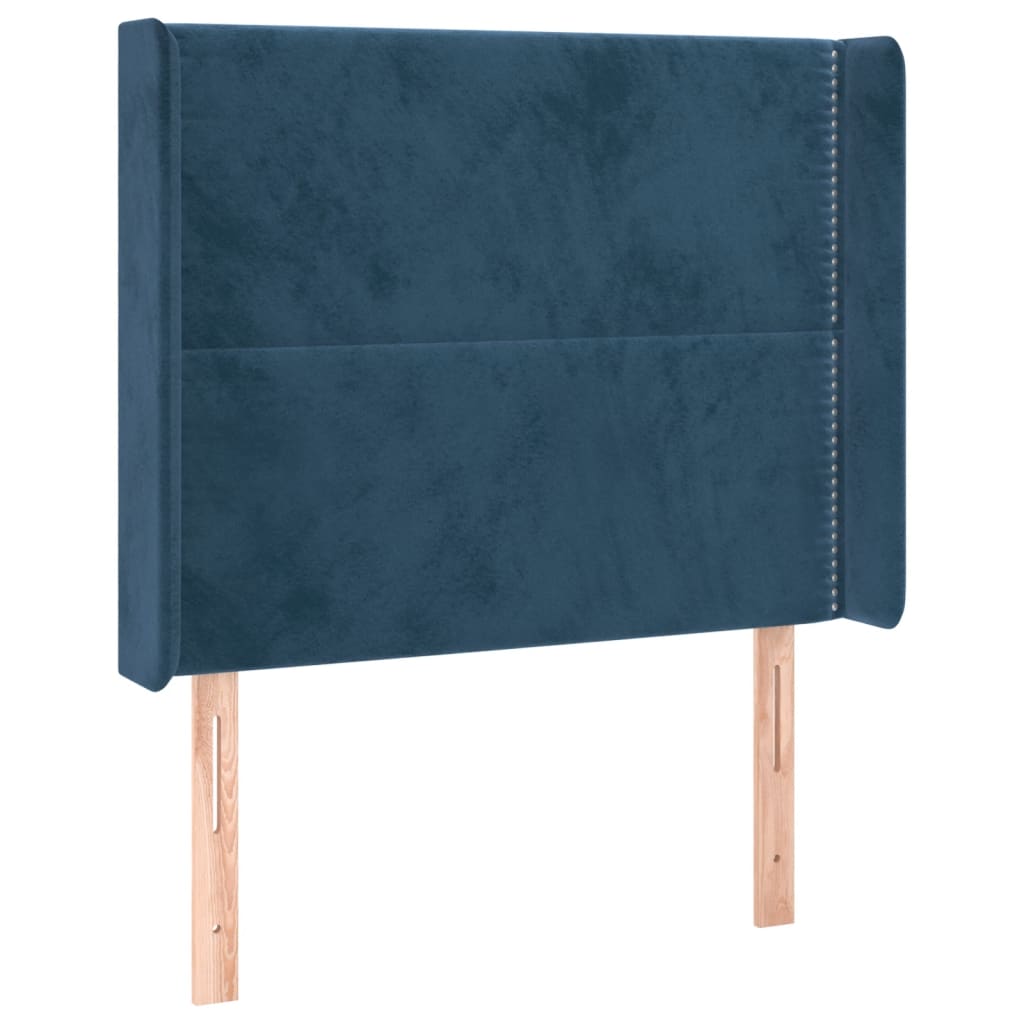 Tête de lit avec oreilles Bleu foncé 93x16x118/128 cm Velours