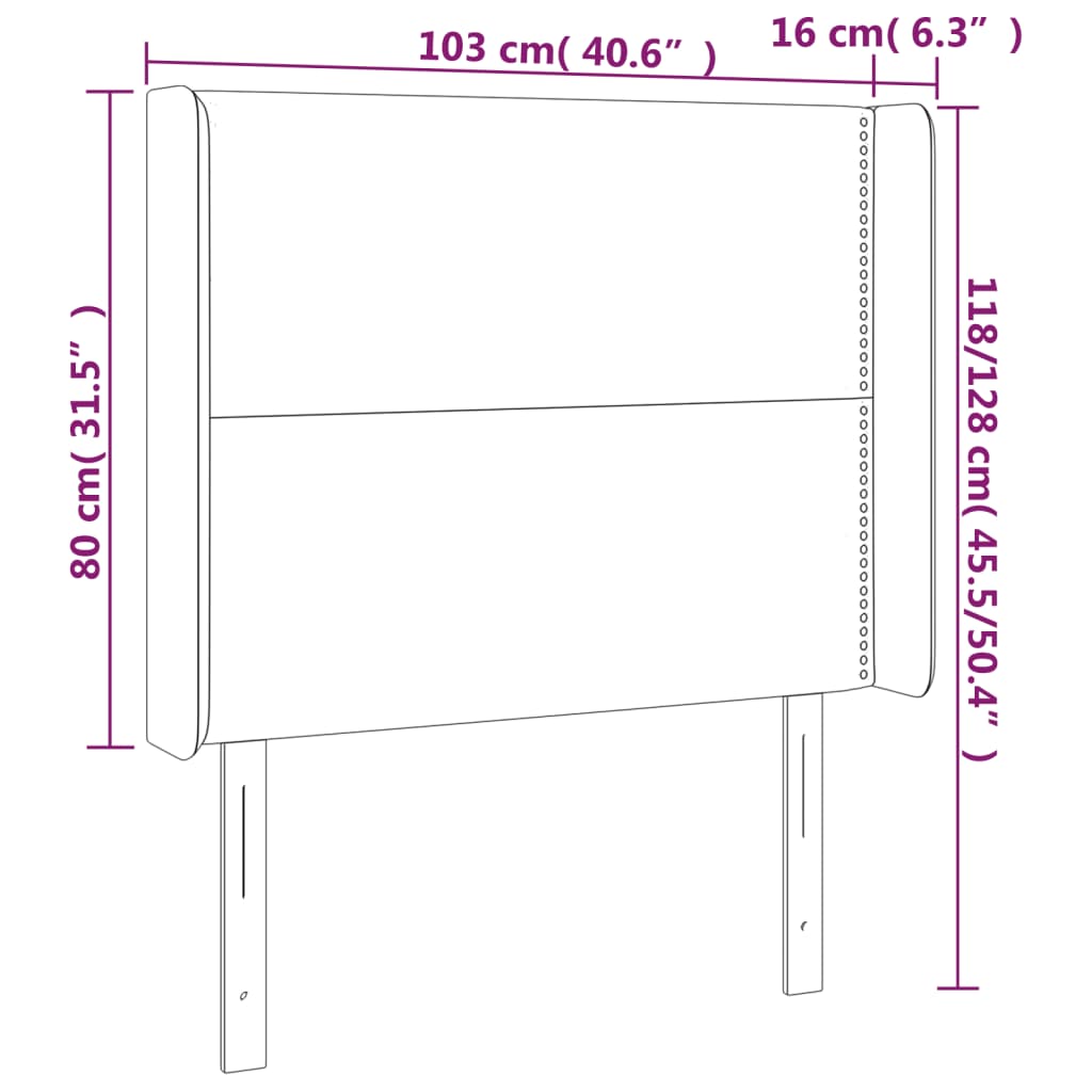 Tête de lit avec oreilles Gris clair 103x16x118/128 cm Velours