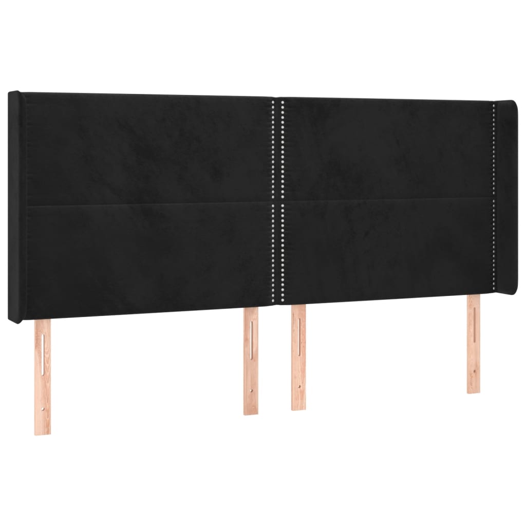 Tête de lit avec oreilles Noir 163x16x118/128 cm Velours