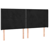 Tête de lit avec oreilles Noir 163x16x118/128 cm Velours