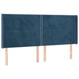 Tête de lit avec oreilles Bleu foncé 183x16x118/128 cm Velours