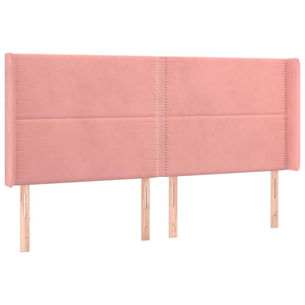 Tête de lit avec oreilles Rose 183x16x118/128 cm Velours