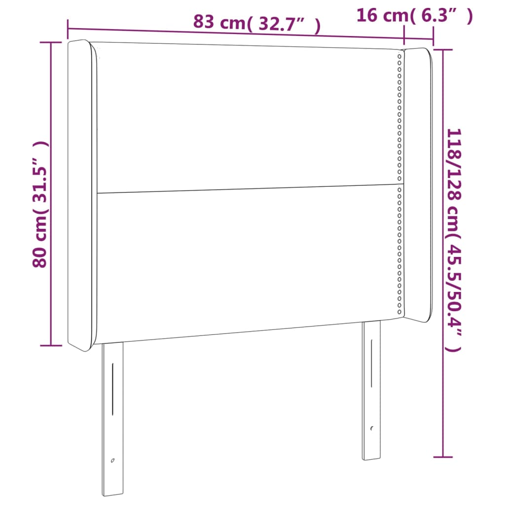 Tête de lit avec oreilles Gris 83x16x118/128 cm Similicuir