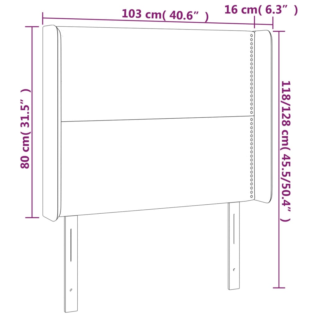 Tête de lit avec oreilles Blanc 103x16x118/128 cm Similicuir