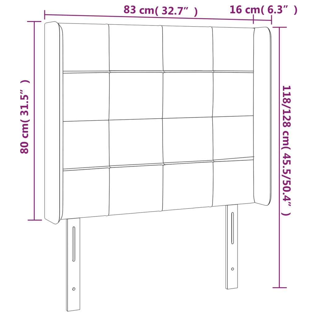 Tête de lit avec oreilles Crème 83x16x118/128 cm Tissu