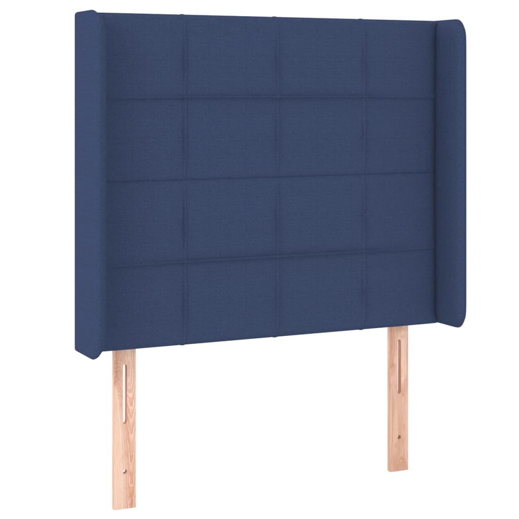 Tête de lit avec oreilles Bleu 83x16x118/128 cm Tissu