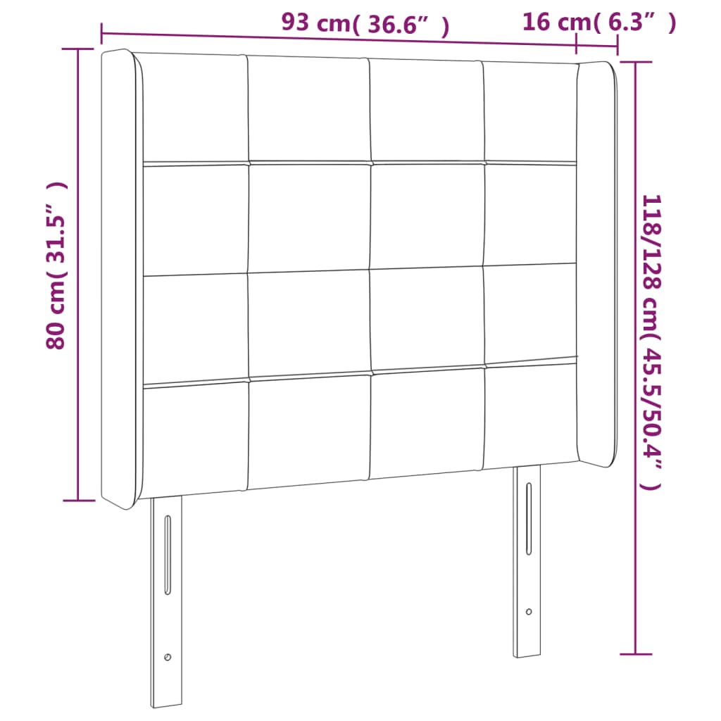 Tête de lit avec oreilles Gris foncé 93x16x118/128 cm Tissu