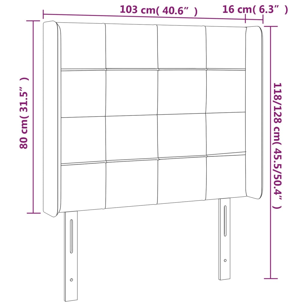 Tête de lit avec oreilles Gris clair 103x16x118/128 cm Tissu