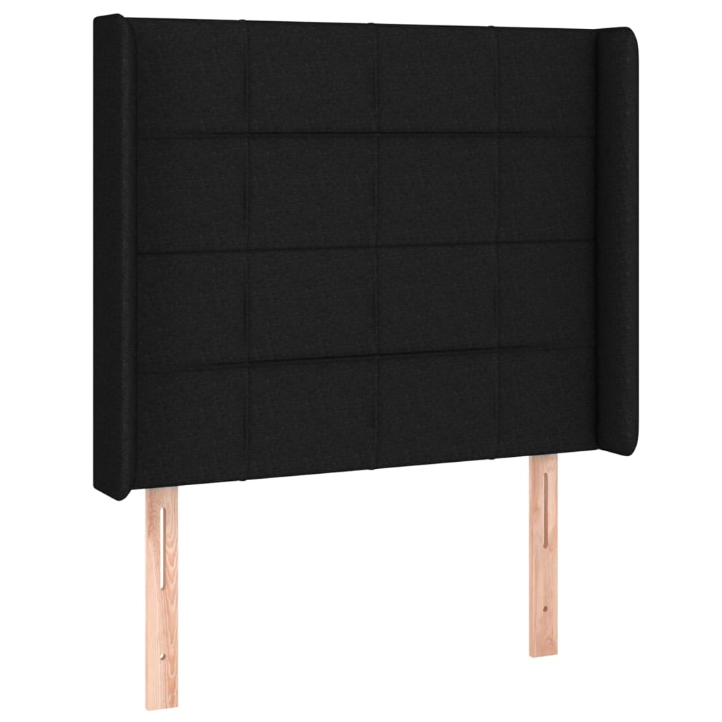 Tête de lit avec oreilles Noir 103x16x118/128 cm Tissu