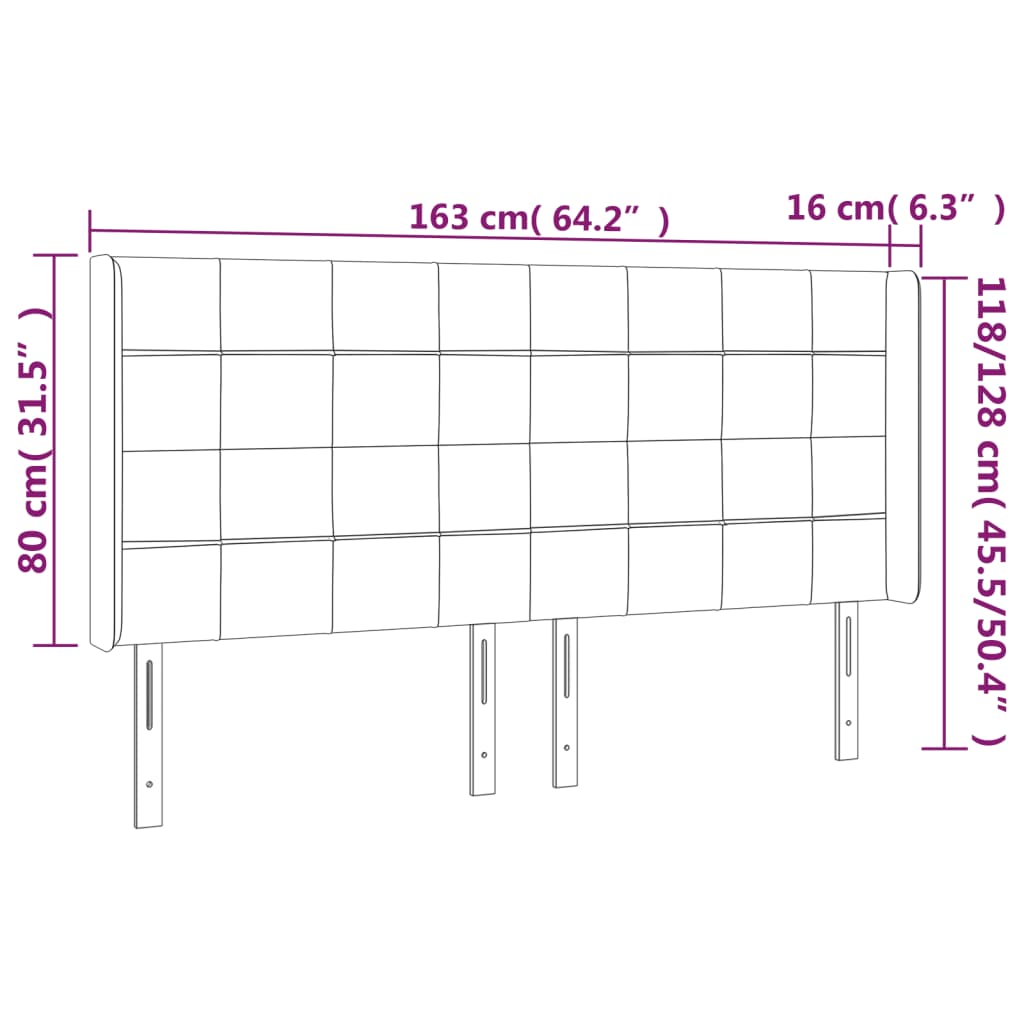 Tête de lit avec oreilles Gris clair 163x16x118/128 cm Tissu