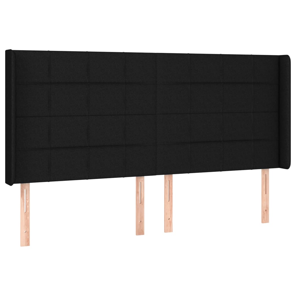 Tête de lit avec oreilles Noir 163x16x118/128 cm Tissu