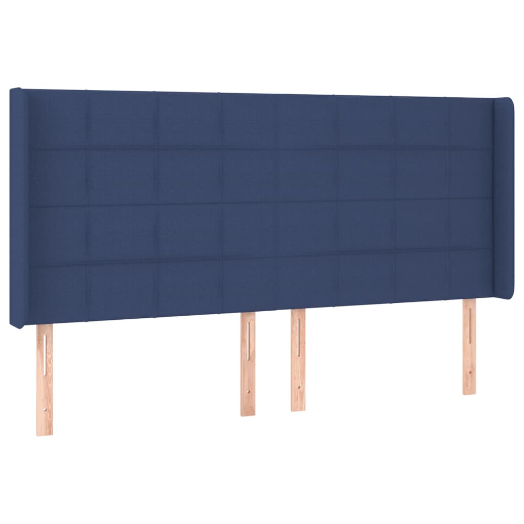 Tête de lit avec oreilles Bleu 163x16x118/128 cm Tissu