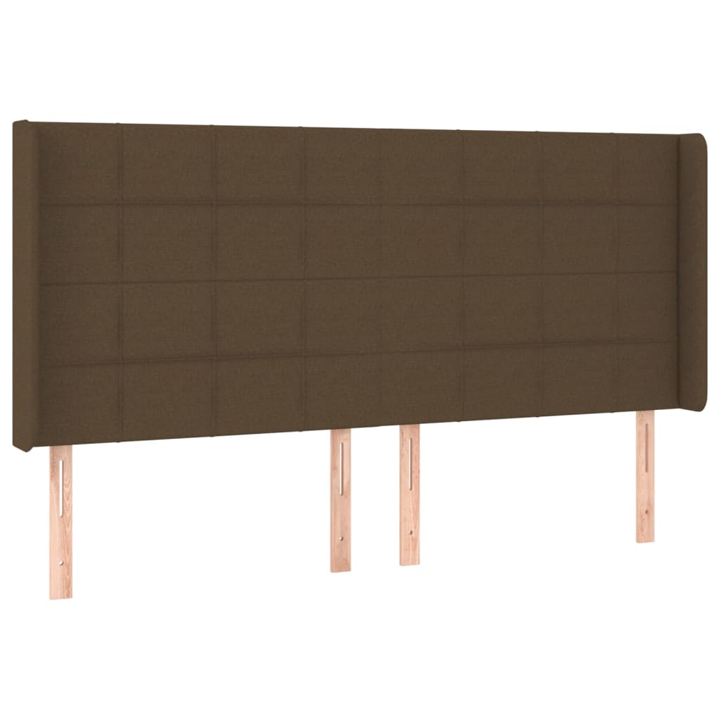 Tête de lit avec oreilles Marron foncé 183x16x118/128 cm Tissu