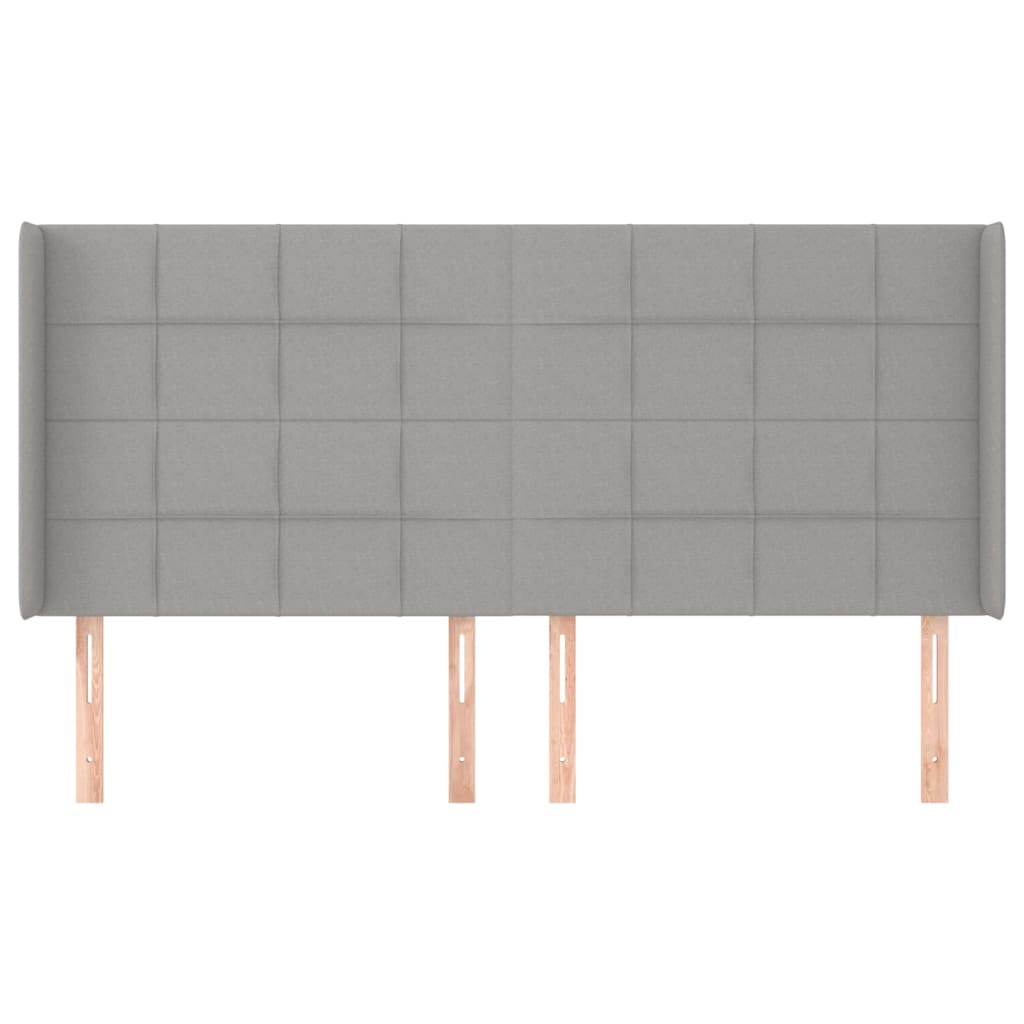 Tête de lit avec oreilles Gris clair 203x16x118/128 cm Tissu