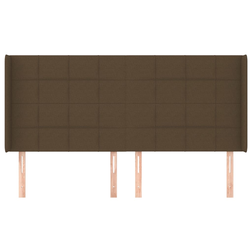 Tête de lit avec oreilles Marron foncé 203x16x118/128 cm Tissu