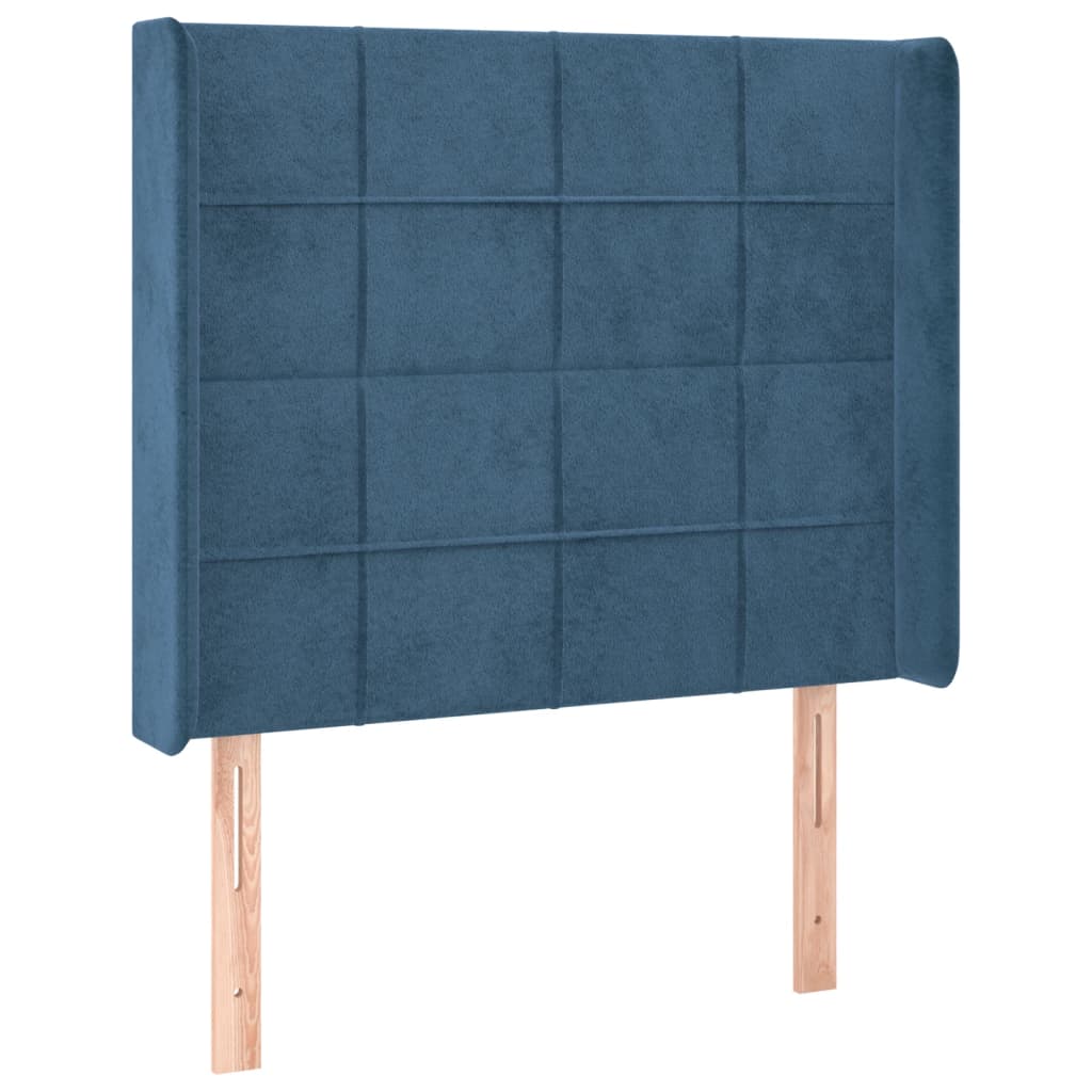 Tête de lit avec oreilles Bleu foncé 83x16x118/128 cm Velours