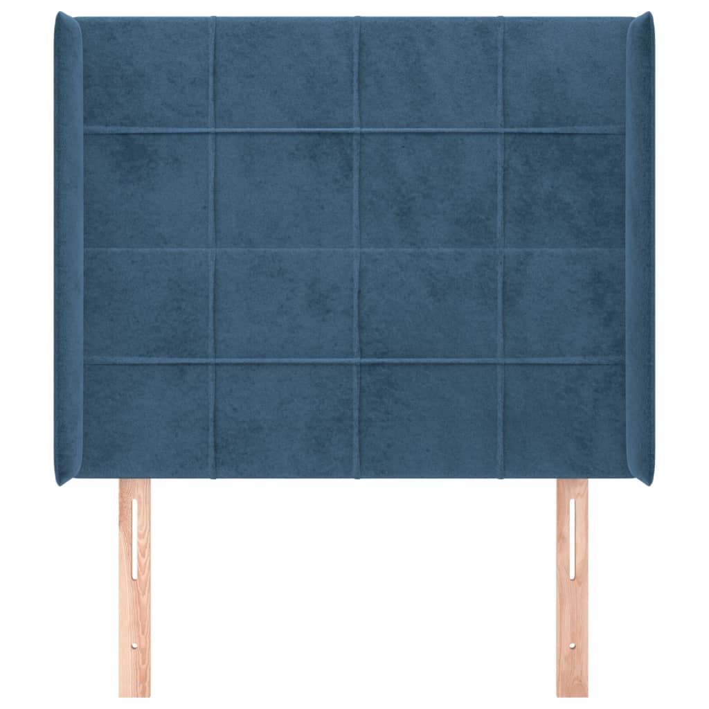 Tête de lit avec oreilles Bleu foncé 83x16x118/128 cm Velours