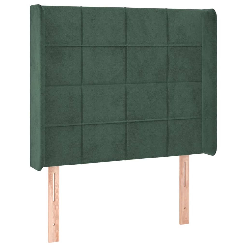 Tête de lit avec oreilles Vert foncé 93x16x118/128 cm Velours