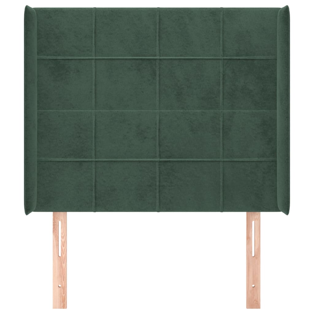 Tête de lit avec oreilles Vert foncé 93x16x118/128 cm Velours